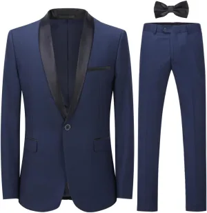 Cloudstyle Mens Tux Suits 2-Piece Shawl Collar Solid Prom Party Jacket Coat Pants Sets…