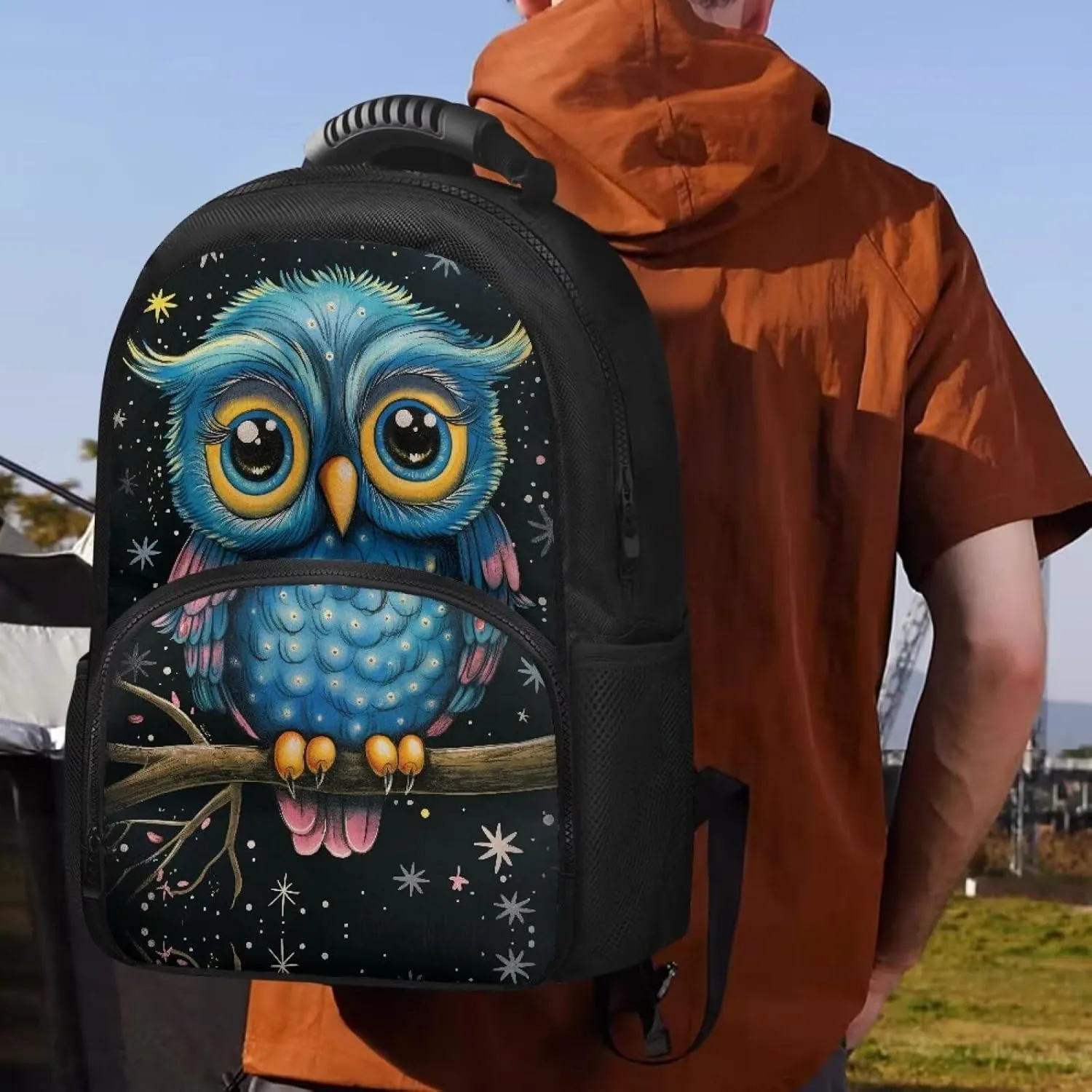 COEQINE Cute Owl Backpack for Grade Backpack Women Men Kawaii Animal Backpack With Lunch Compartment Keep Warm Protector Laptop Books Shoulder Bag Fit Graduate Gift