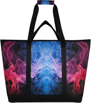 Colorful Smoke Pattern Reusable Insulated Lunchbox Cooler Bag, Leakproof Kitchen Grocery Bag Collapsible Portable Cooler Tote Bag for Picnic, Camping, Office, Travel