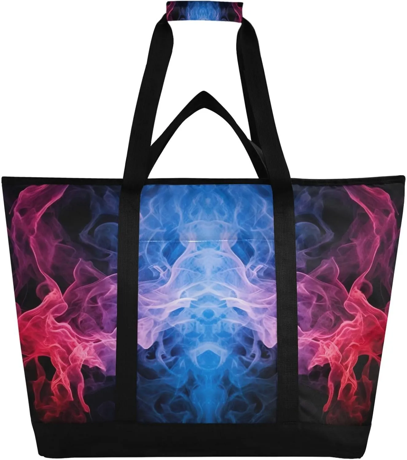 Colorful Smoke Pattern Reusable Insulated Lunchbox Cooler Bag, Leakproof Kitchen Grocery Bag Collapsible Portable Cooler Tote Bag for Picnic, Camping, Office, Travel