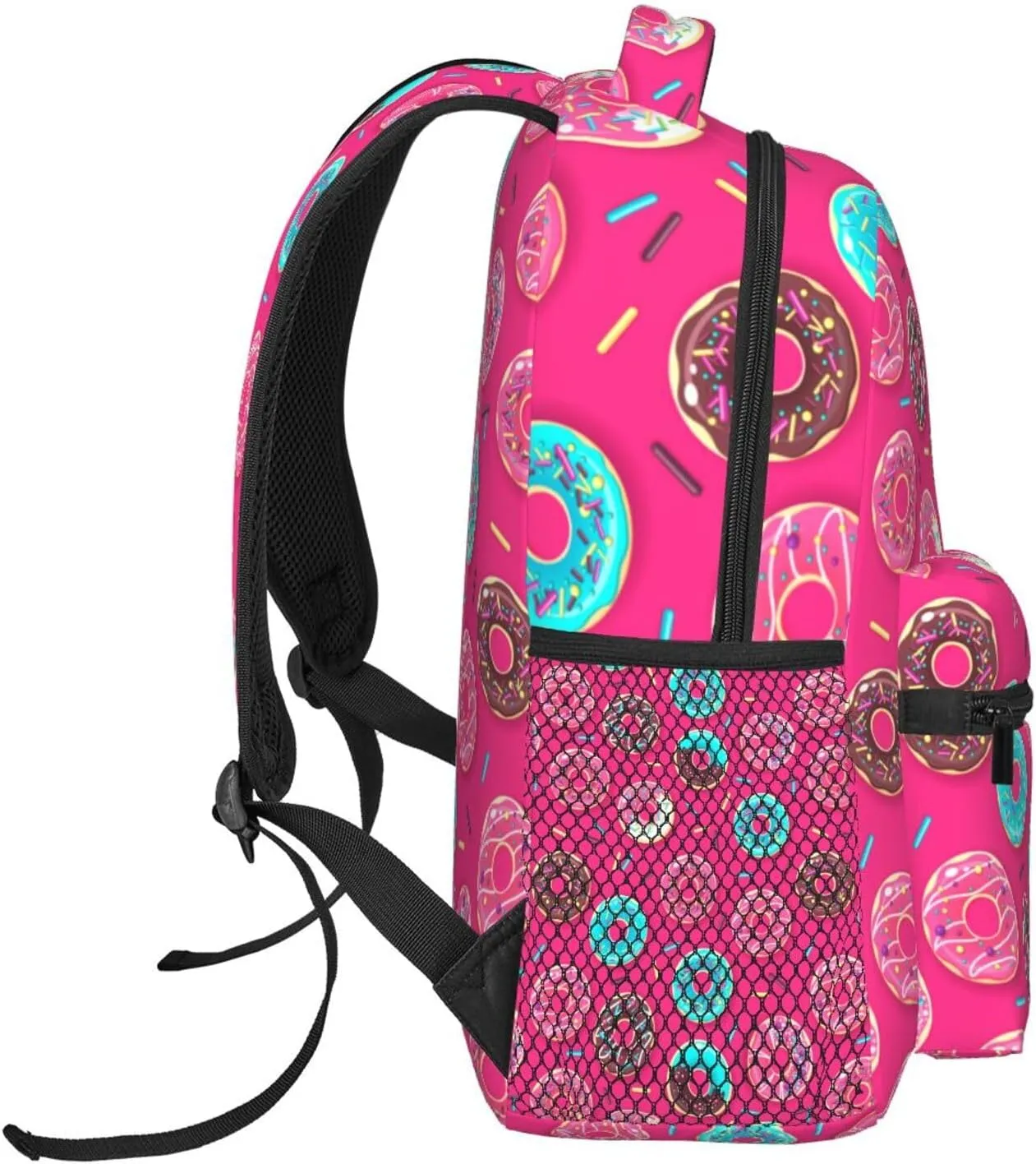 Colorful Sweet Pinks Donut Backpacks 15 Inch Laptop Backpack Multipurpose Double Shoulder Bag For Men Women Gifts