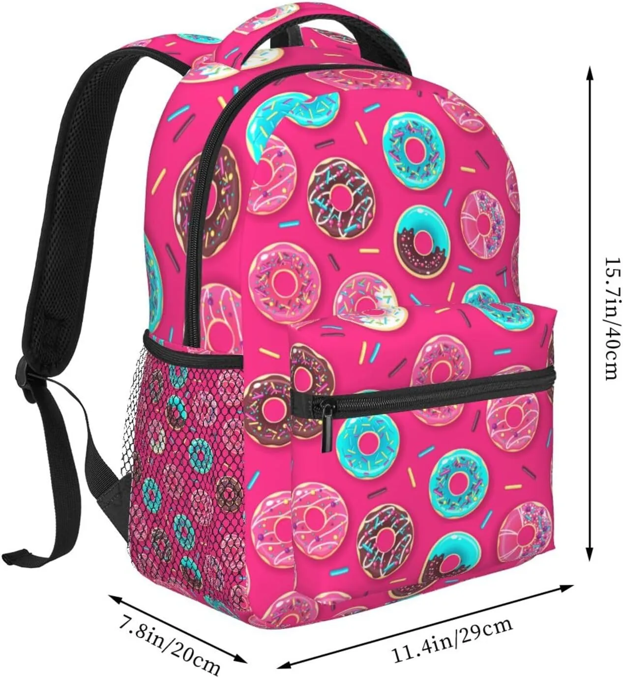 Colorful Sweet Pinks Donut Backpacks 15 Inch Laptop Backpack Multipurpose Double Shoulder Bag For Men Women Gifts