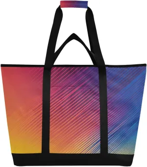 Colourful Lines Reusable Insulated Lunchbox Cooler Bag, Leakproof Kitchen Grocery Bag Collapsible Portable Cooler Tote Bag for Picnic, Camping, Office, Travel