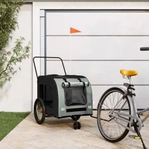 Comfortable and Convenient Pet Bike Trailer, Durable Iron Frame, Zippered Entrances, and Reflective Safety Features, Black and Gray