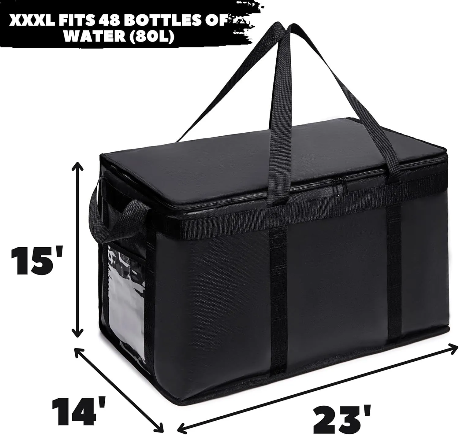 Commercial Lightweight Insulated Delivery Bag Carrier XXXL 23"X14"15" (2 Packs)