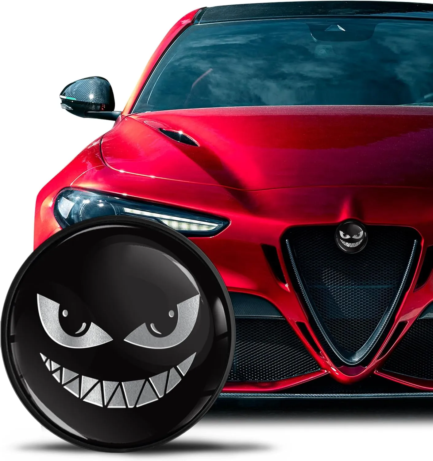 Compatible with Alfa Romeo Emblem Front Bonnet Rear Boot Badge 74mm Giulietta 940 MiTo 156 147 159 GT Brera Spider 939 Silver Black EA 19
