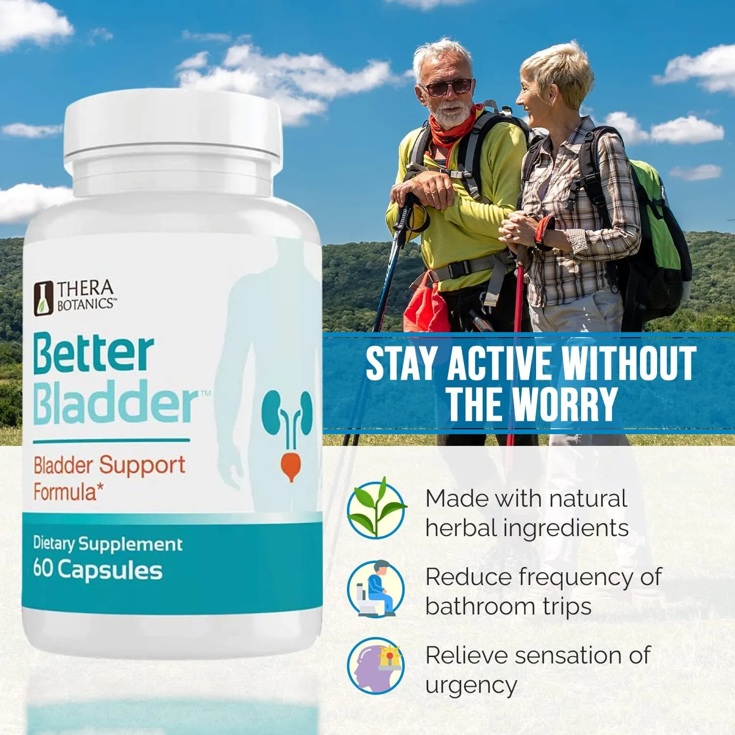 Control Supplement for Women & Men – Bladder Support Supplement to Help Reduce Urinary Leaks, Frequency & Urgency - 60 Count (1 Bottle)