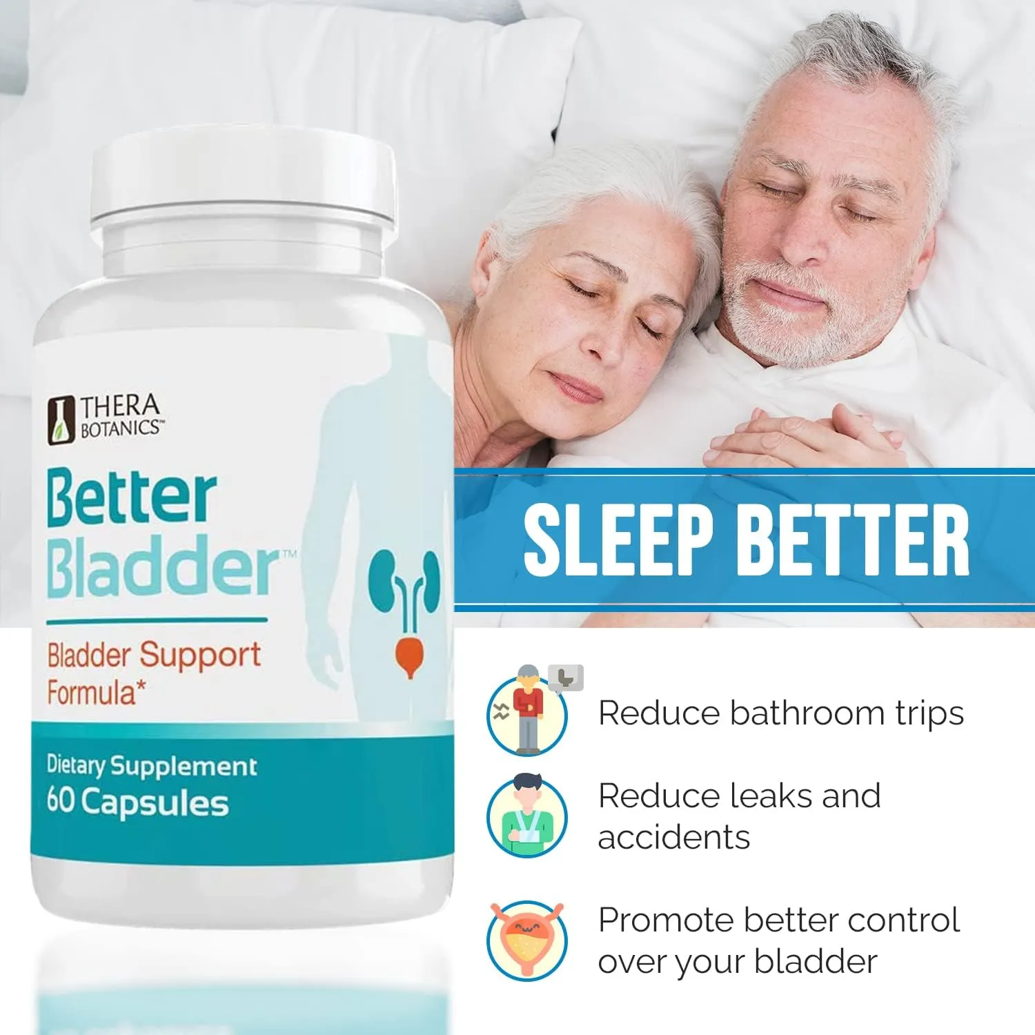Control Supplement for Women & Men – Bladder Support Supplement to Help Reduce Urinary Leaks, Frequency & Urgency - 60 Count (1 Bottle)