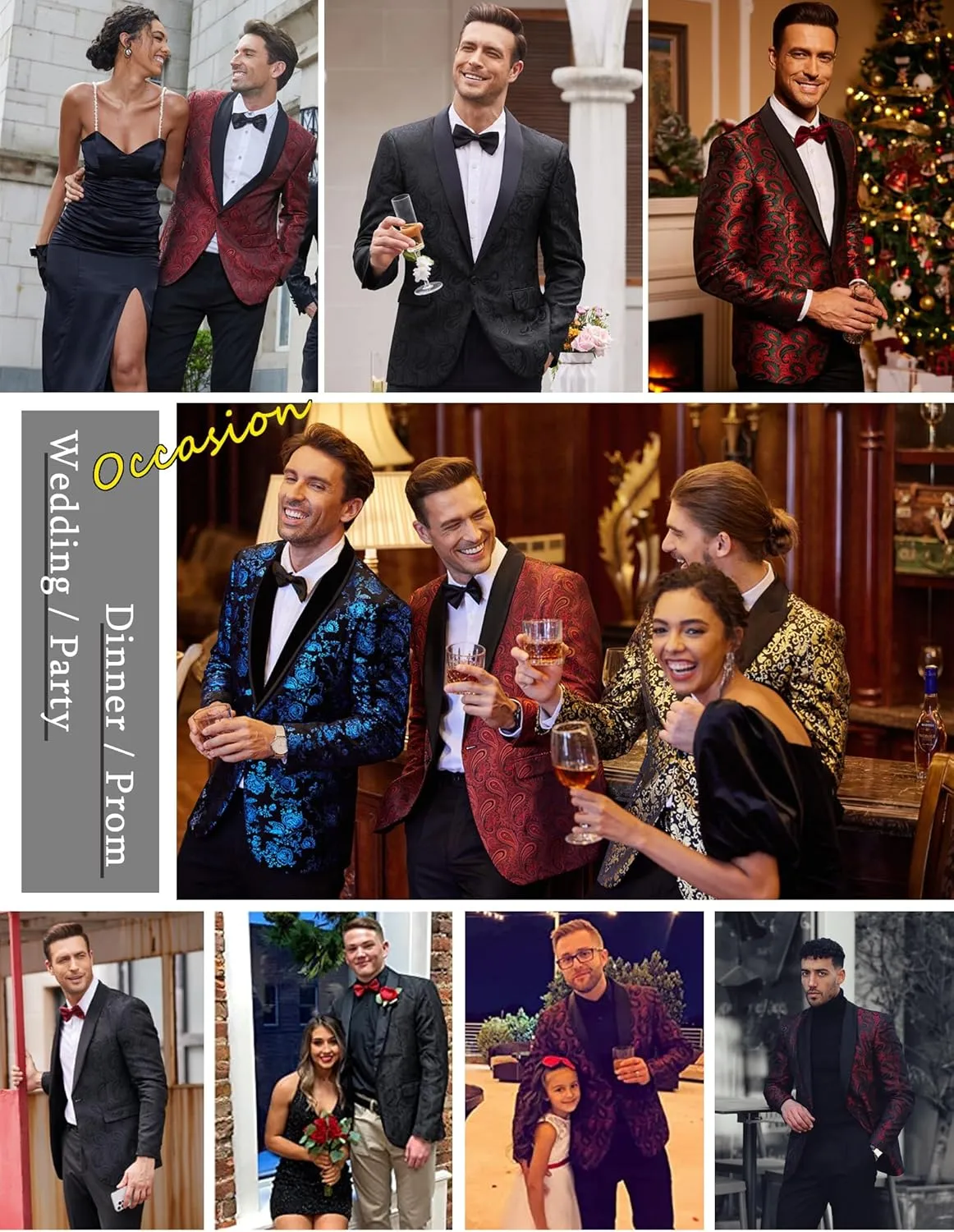COOFANDY Mens Floral Tuxedo Jacket Paisley Shawl Lapel Suit Blazer Jacket for Dinner,Prom,Wedding