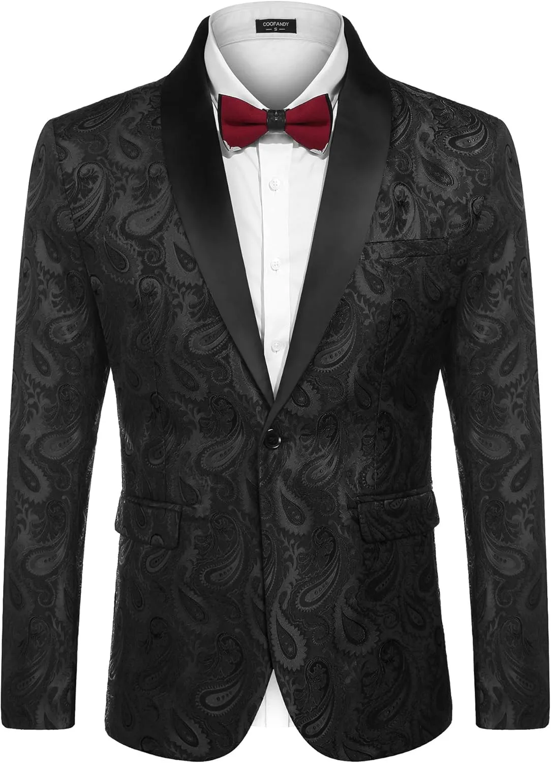 COOFANDY Mens Floral Tuxedo Jacket Paisley Shawl Lapel Suit Blazer Jacket for Dinner,Prom,Wedding