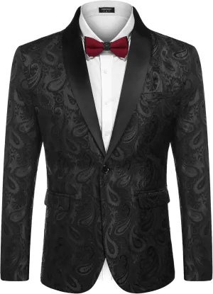 COOFANDY Mens Floral Tuxedo Jacket Paisley Shawl Lapel Suit Blazer Jacket for Dinner,Prom,Wedding