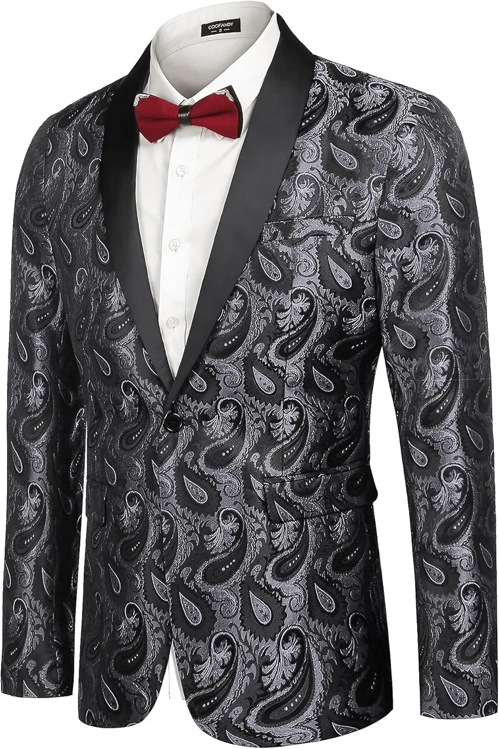COOFANDY Mens Floral Tuxedo Jacket Paisley Shawl Lapel Suit Blazer Jacket for Dinner,Prom,Wedding