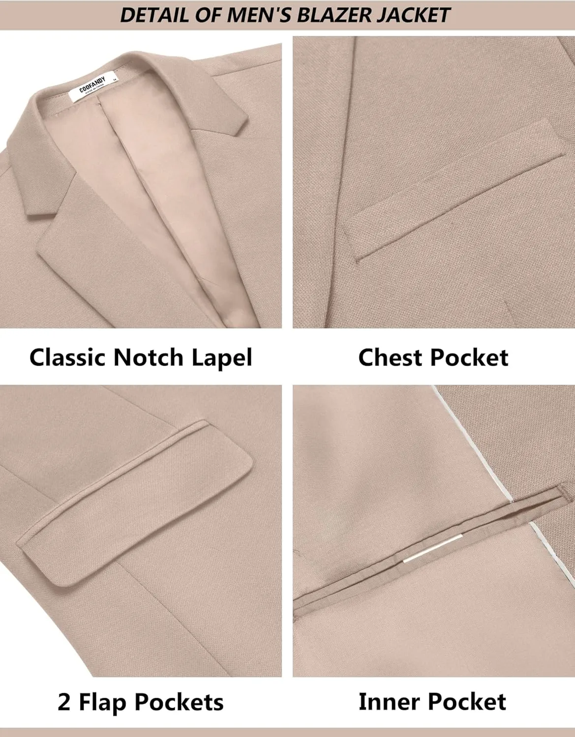 COOFANDY Men's Suits 2 Piece Slim Fit Suit Set 2 Button Lightweight Casual Knit Blazer Suit Jacket Pants