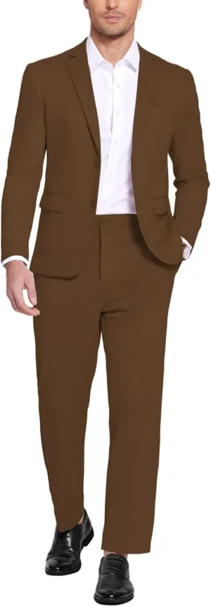 COOFANDY Men's Suits 2 Piece Slim Fit Suit Set 2 Button Lightweight Casual Knit Blazer Suit Jacket Pants