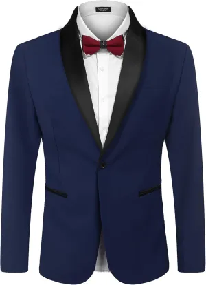 COOFANDY Men's Tuxedo Jacket One Button Dress Suit Blazer Jacket for Wedding Dinner Prom Party