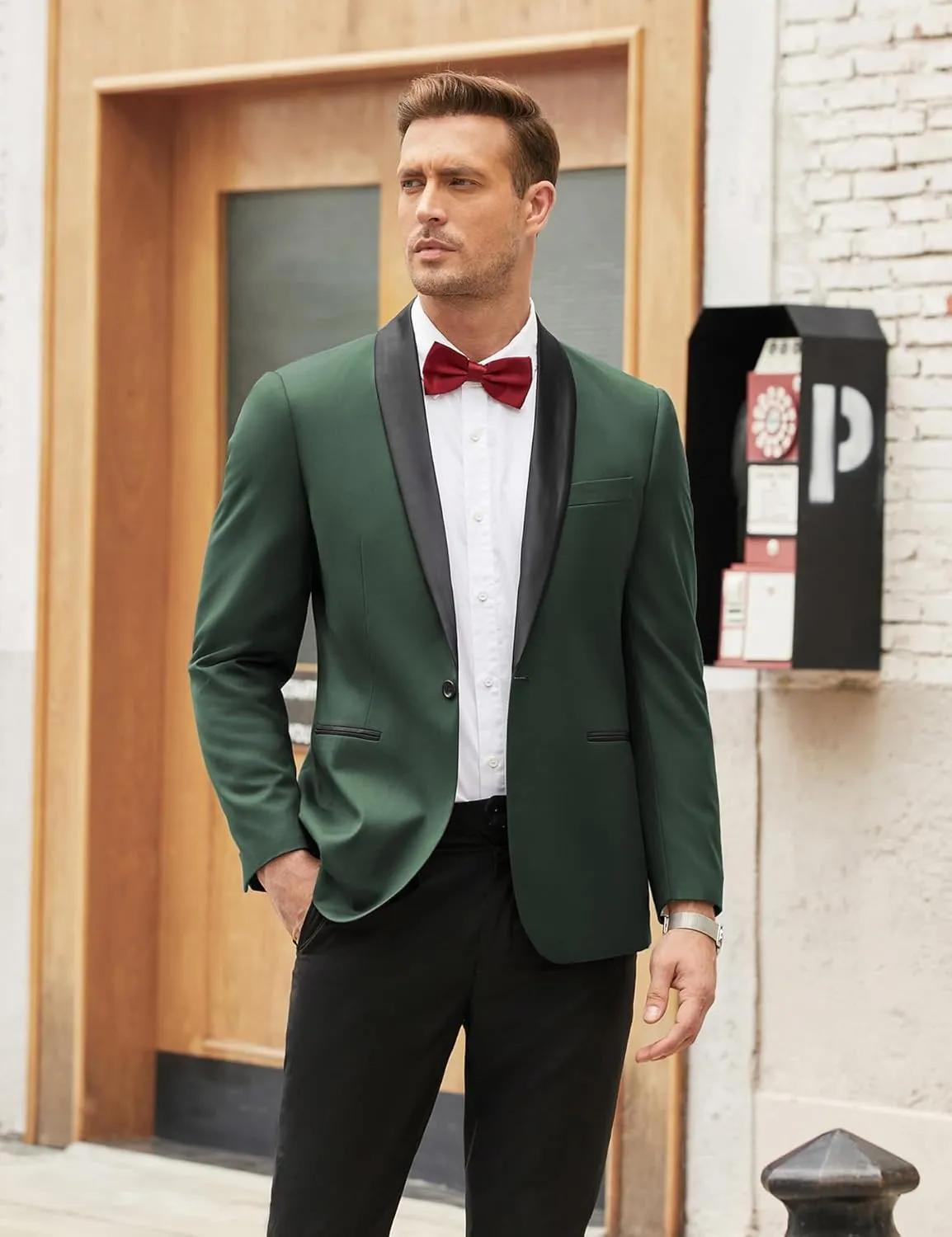 COOFANDY Men's Tuxedo Jacket One Button Dress Suit Blazer Jacket for Wedding Dinner Prom Party
