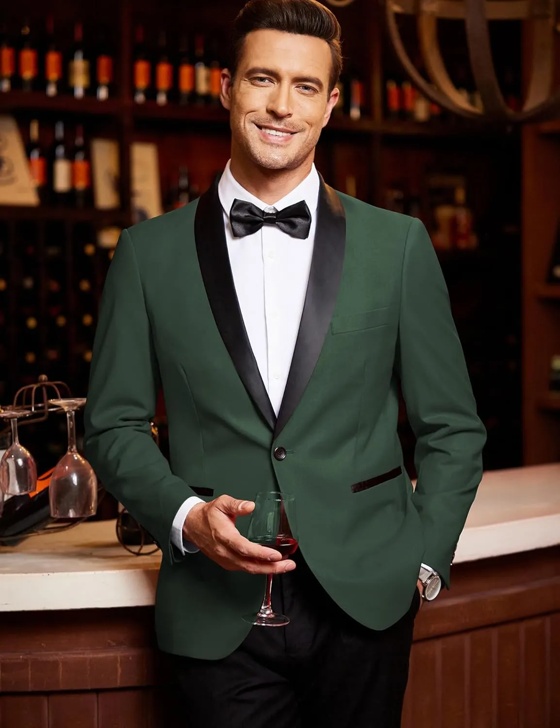 COOFANDY Men's Tuxedo Jacket One Button Dress Suit Blazer Jacket for Wedding Dinner Prom Party