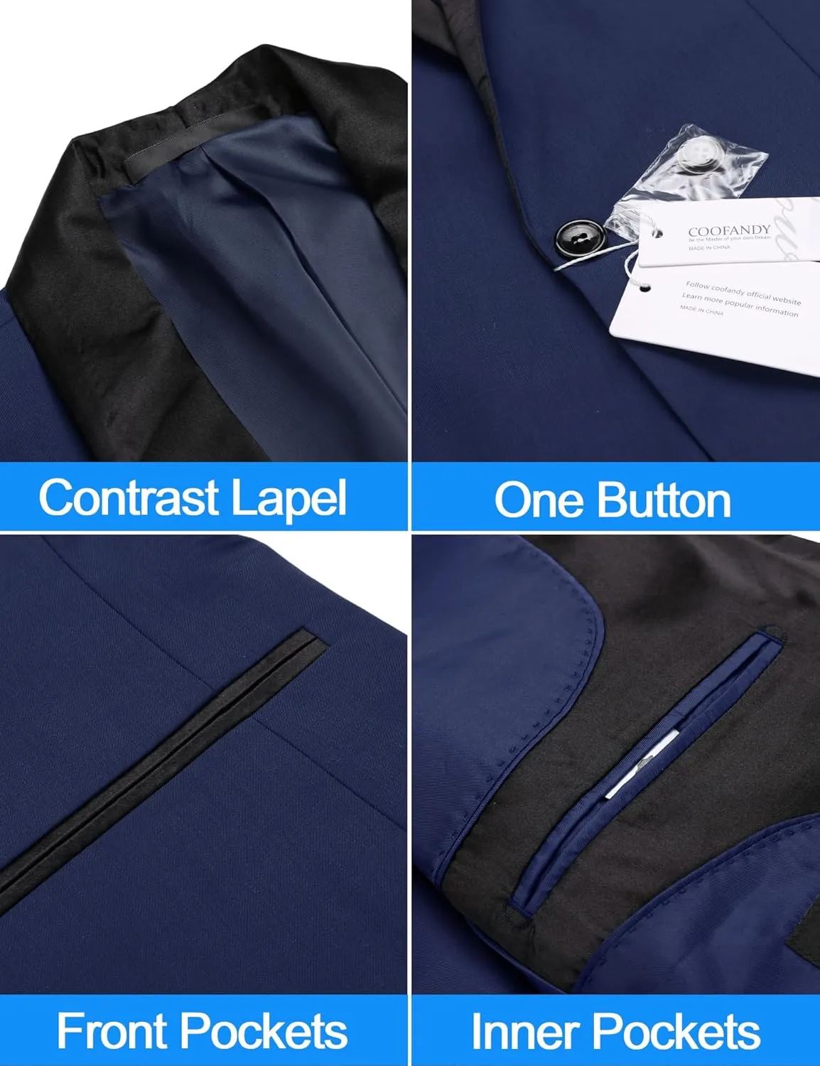 COOFANDY Men's Tuxedo Jacket One Button Dress Suit Blazer Jacket for Wedding Dinner Prom Party