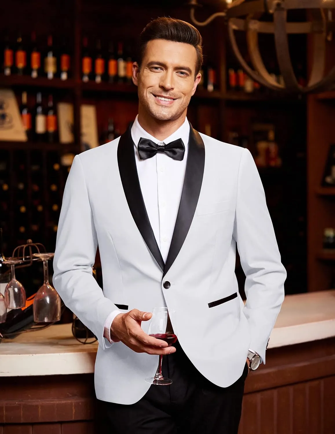 COOFANDY Men's Tuxedo Jacket One Button Dress Suit Blazer Jacket for Wedding Dinner Prom Party
