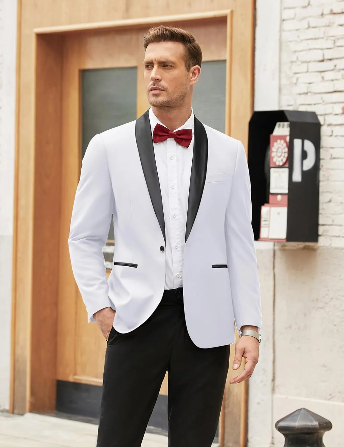 COOFANDY Men's Tuxedo Jacket One Button Dress Suit Blazer Jacket for Wedding Dinner Prom Party