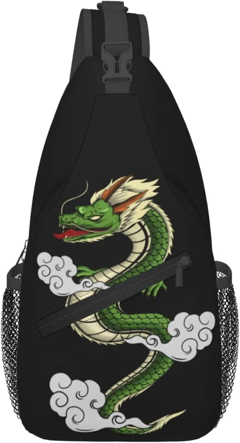 Cool Dragon Pattern Sling Backpack Crossbody Bag, Chest Bag Daypack for Outdoors Hiking Traveling