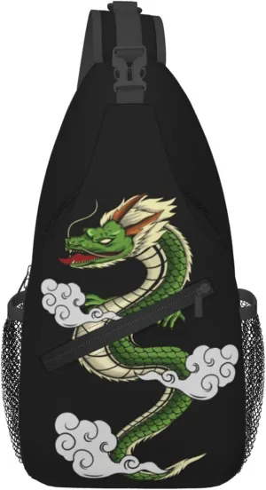 Cool Dragon Pattern Sling Backpack Crossbody Bag, Chest Bag Daypack for Outdoors Hiking Traveling