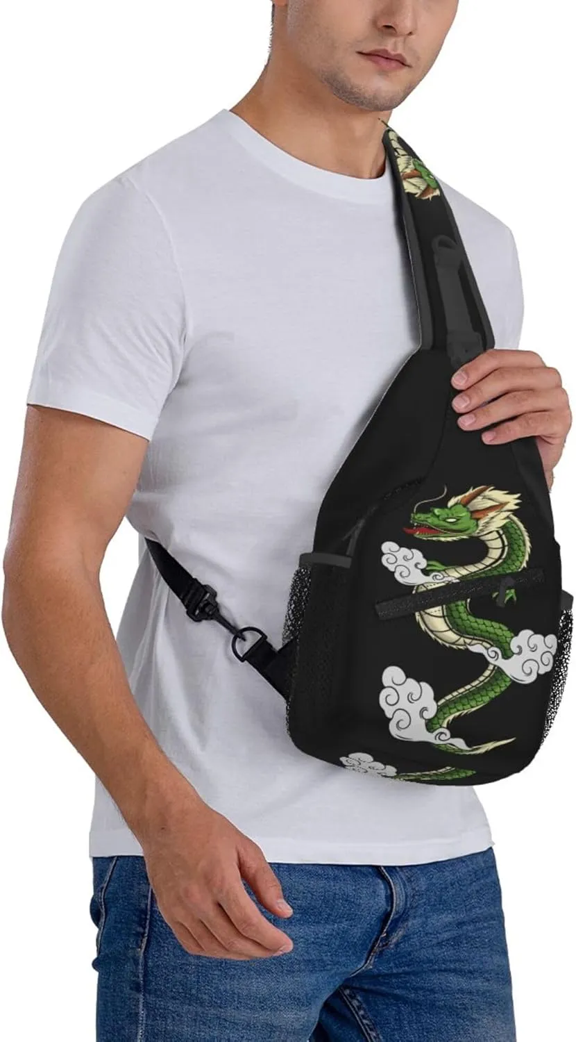 Cool Dragon Pattern Sling Backpack Crossbody Bag, Chest Bag Daypack for Outdoors Hiking Traveling
