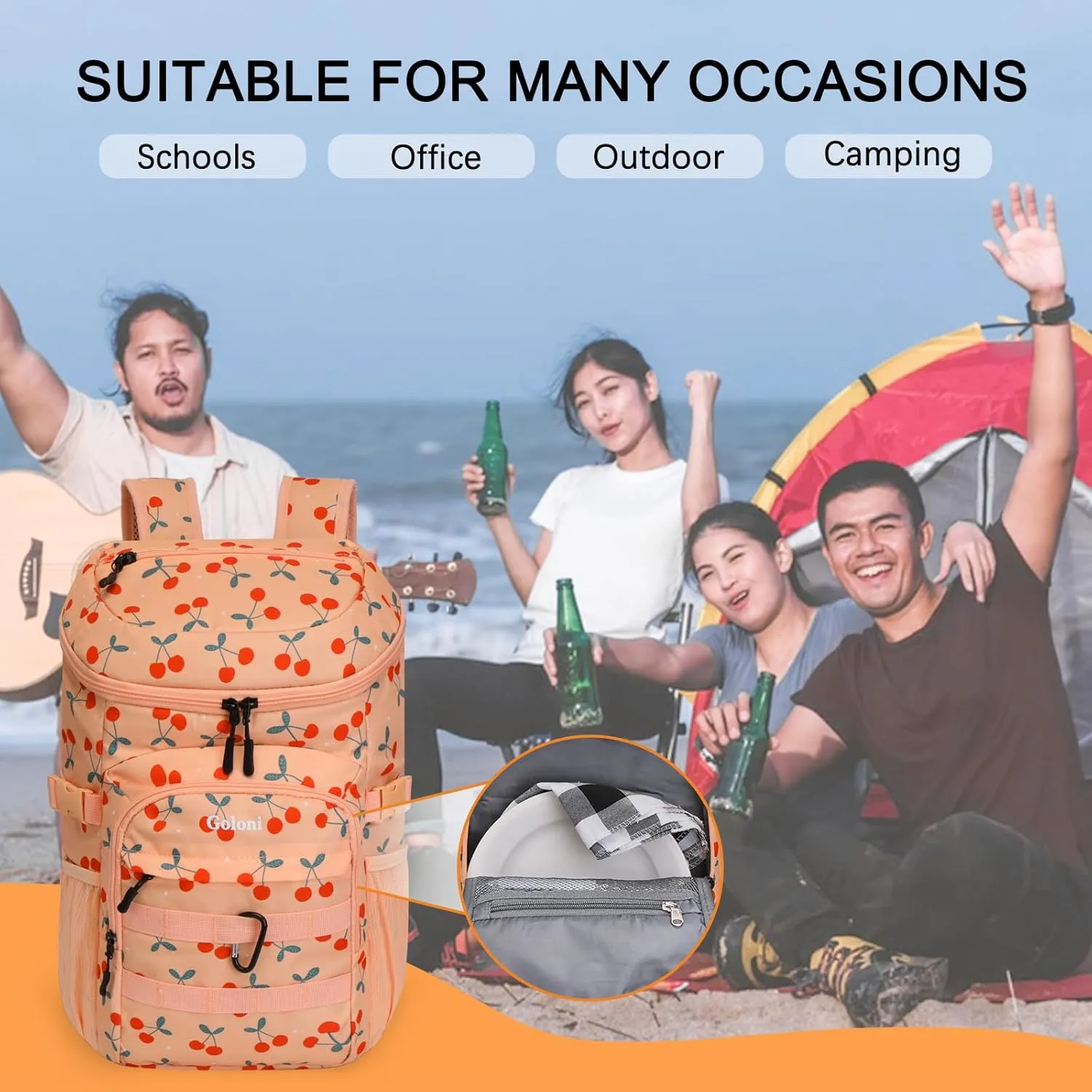 Cooler Backpack Insulated Leak Proof,Small Soft Coolers Bag for Men and Women Camping,Travel,Beach,Hiking,Picnic