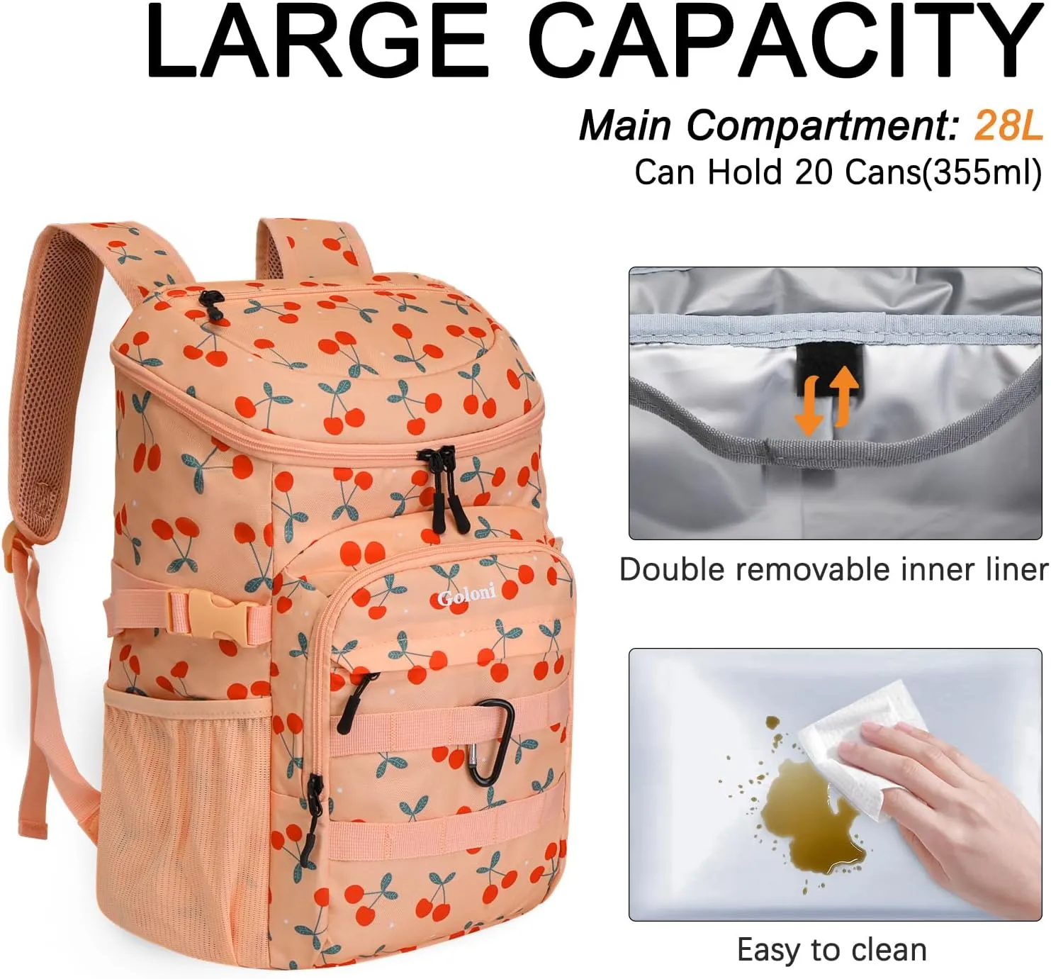 Cooler Backpack Insulated Leak Proof,Small Soft Coolers Bag for Men and Women Camping,Travel,Beach,Hiking,Picnic