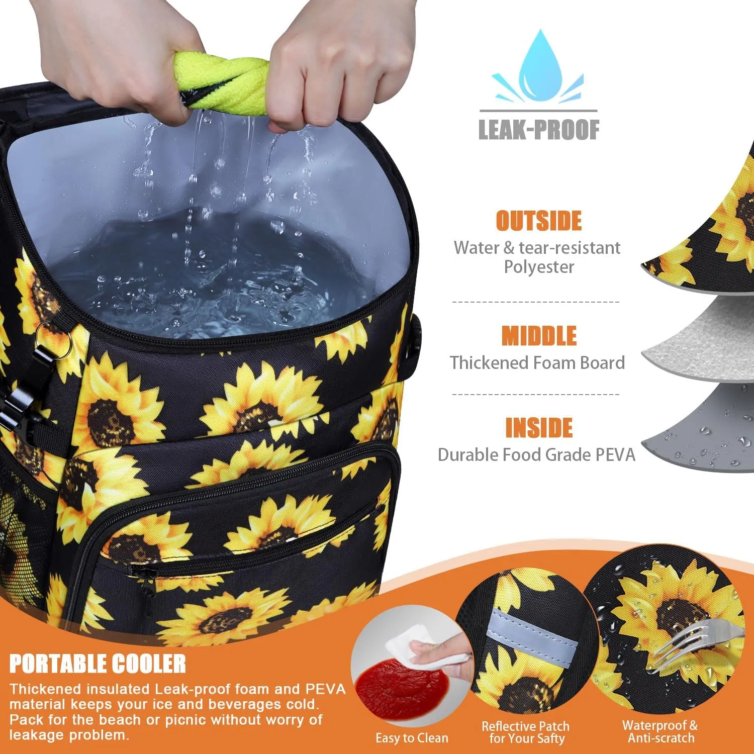 Cooler Backpack Insulated Leakproof Waterproof Backpack Cooler Bag 30/45 Cans, Large Capacity Lightweight Travel Camping Beach Backpack Cooler Ice Chest for Men and Women