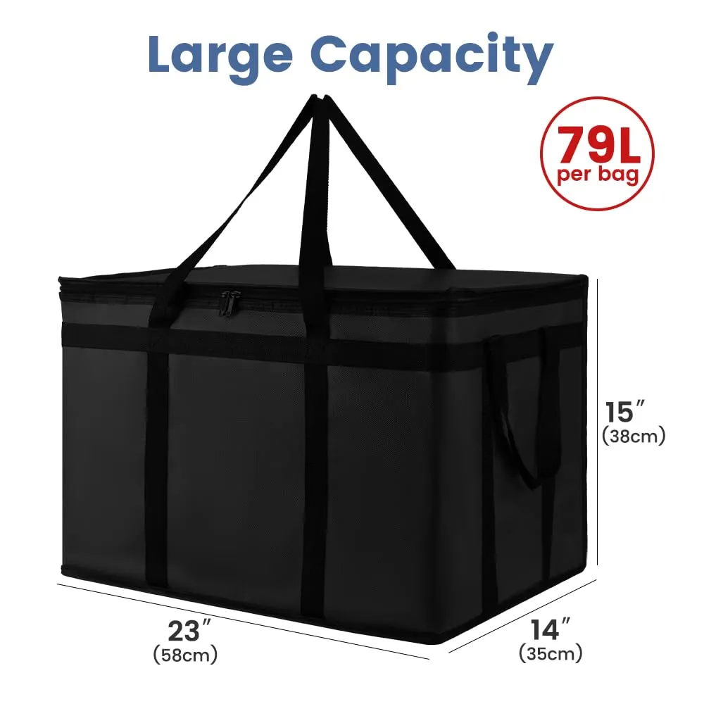 Cooler Insulated Food Delivery Bag & Drink Carrier with Hard Bottom, XXX-Large Pizza Bags for Doordash/Uber Eats, Grocery Catering Travel Thermal Frozen Carrier, Cold Warmer Accessories for Door Dash