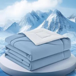 Cooling Comforter Queen Size, Double-Sided Cooling Blanket for Hot Sleepers & Night Sweats, Arc-Chill Q-Max > 0.4 Breathable Ice Blanket, Lightweight Cold Comforter (80''x90'', Light Blue)