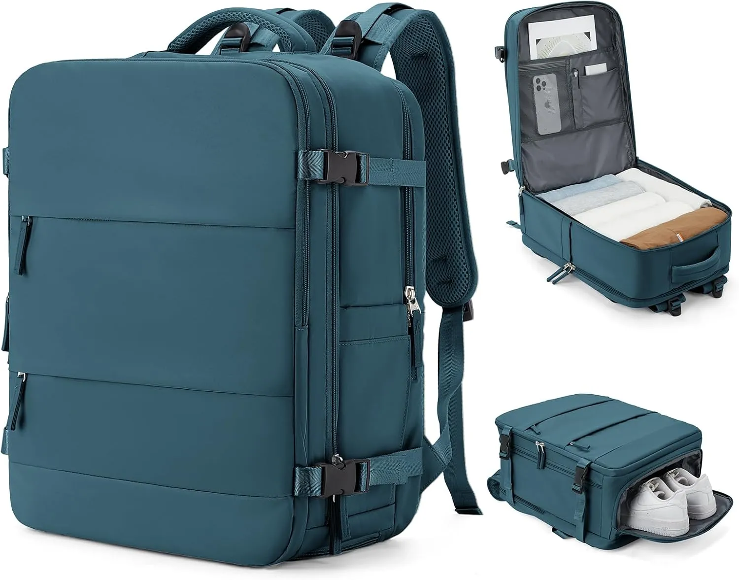 coowoz Large Travel Backpack Carry On for Women Man Waterproof Gym Backpack Mochila de Viaje Travel Bag Essentials Teacher Personal Item Backpack Rucksack Airplane Accessories Must Haves Peacock Blue