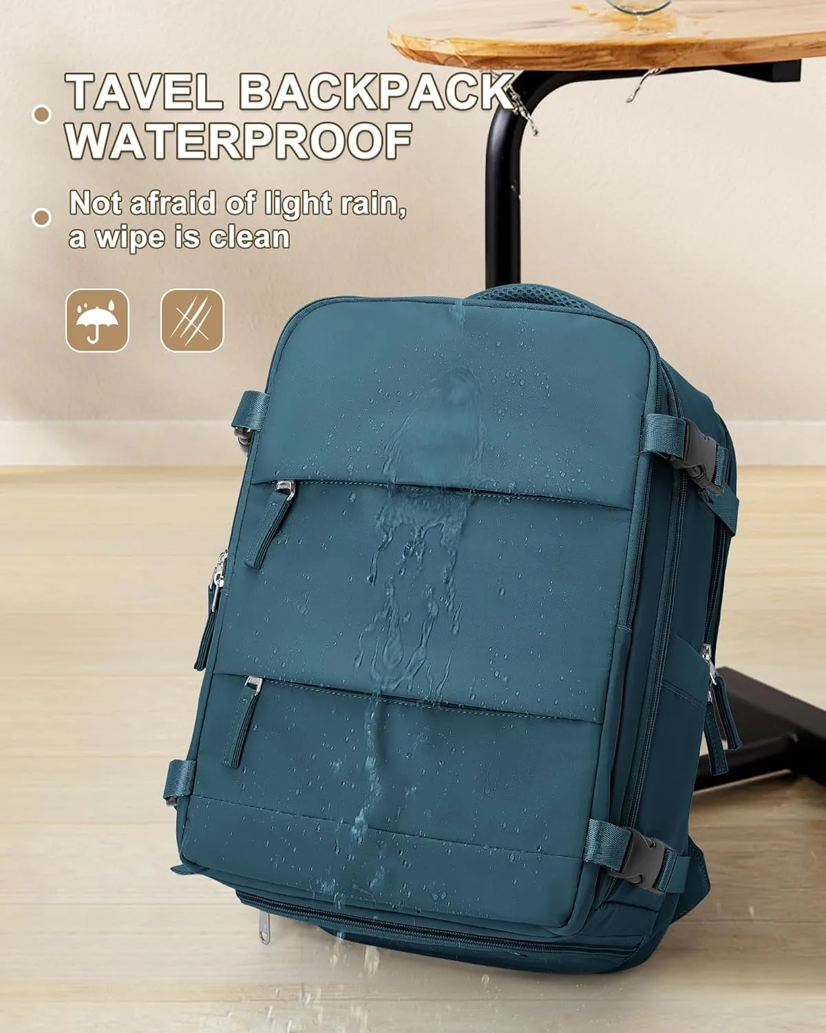 coowoz Large Travel Backpack Carry On for Women Man Waterproof Gym Backpack Mochila de Viaje Travel Bag Essentials Teacher Personal Item Backpack Rucksack Airplane Accessories Must Haves Peacock Blue