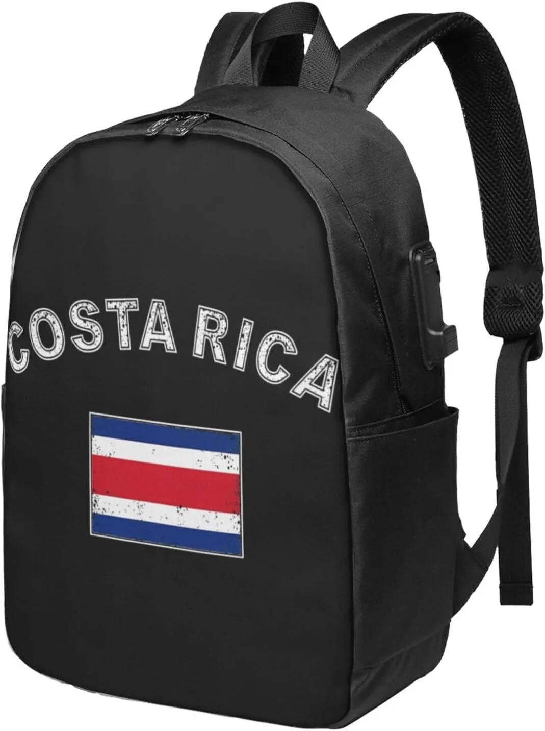 Costa Rica Flag Latin America Travel Backpack 17-Inch Laptop Backpacks Business Rucksack Casual Sport Daypack with USB Charging Port Carry-on Bag for Camping Biking