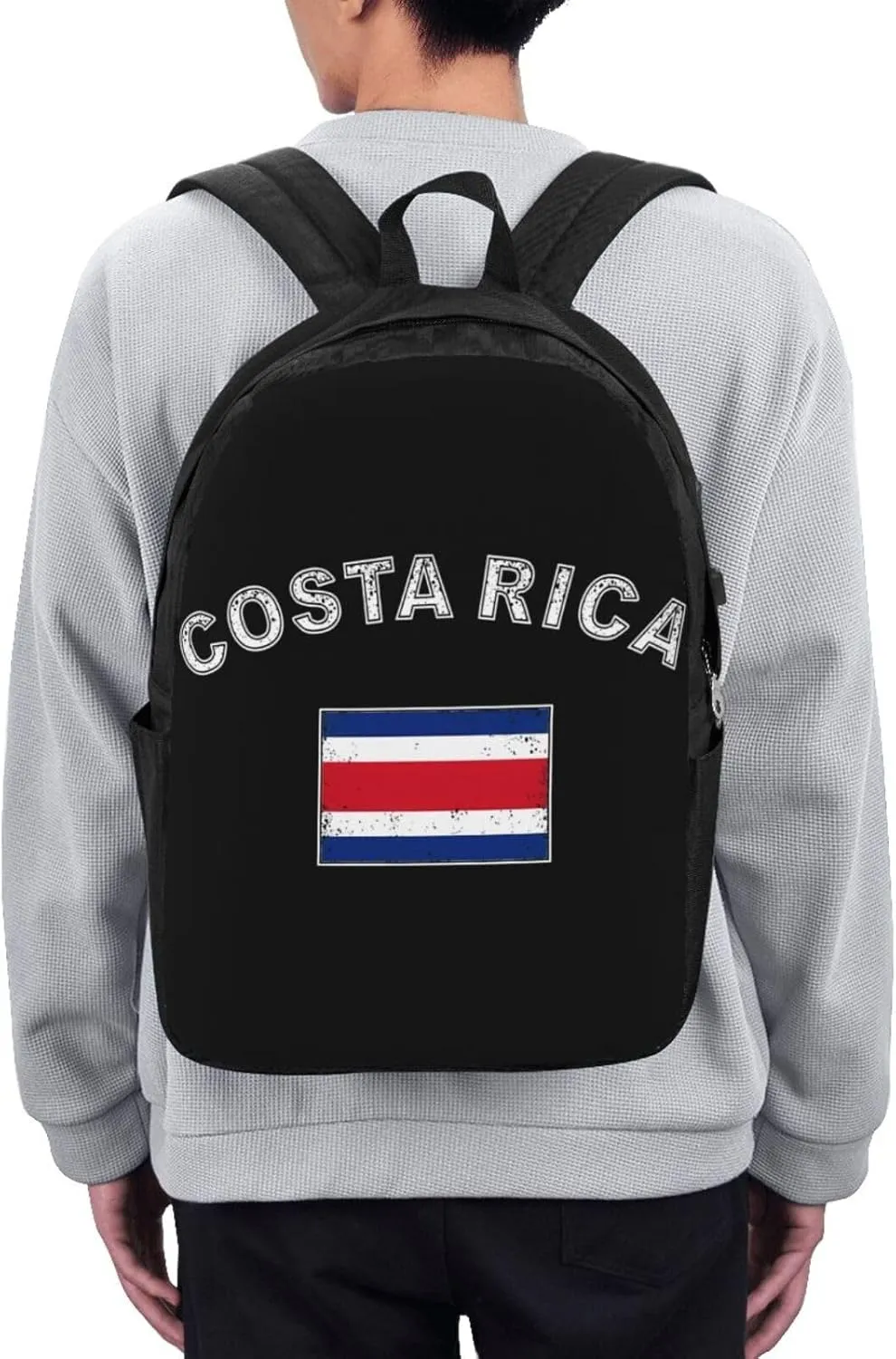 Costa Rica Flag Latin America Travel Backpack 17-Inch Laptop Backpacks Business Rucksack Casual Sport Daypack with USB Charging Port Carry-on Bag for Camping Biking