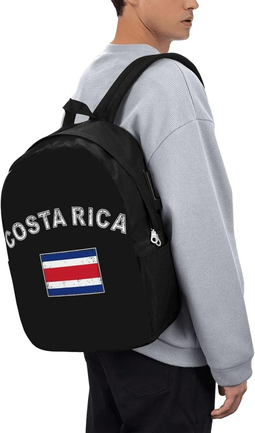 Costa Rica Flag Latin America Travel Backpack 17-Inch Laptop Backpacks Business Rucksack Casual Sport Daypack with USB Charging Port Carry-on Bag for Camping Biking