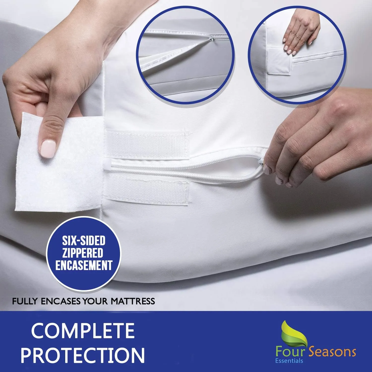 Cot Size Waterproof Mattress Protector (30" Wx75 L) - Waterproof Zippered Encasement Premium Quality Bed Cover Protects Against Dust, Allergens White