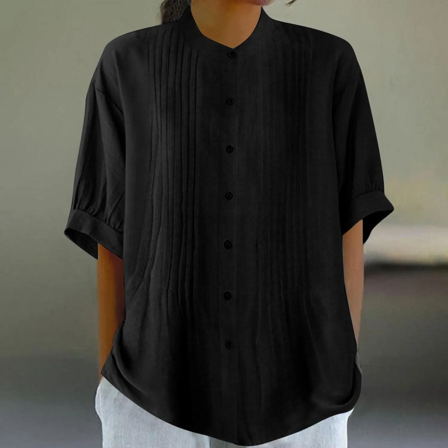 Cotton Tops for Women Loose Fit Button Down Blouses Boho Summer Shirt Dressy Casual 2024 Trendy Outfits