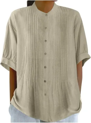 Cotton Tops for Women Loose Fit Button Down Blouses Boho Summer Shirt Dressy Casual 2024 Trendy Outfits