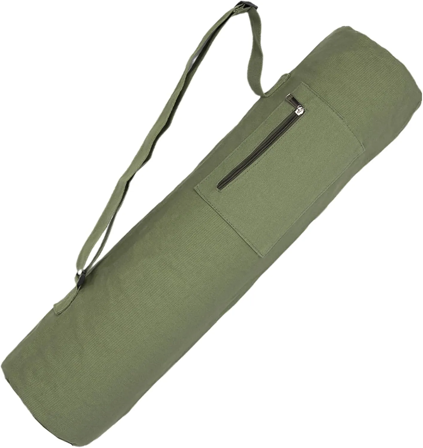 Cotton yoga mat bag with Pockets and Adjustable Strap - Full Zip Cargo Yoga Mat Carrier Bag - Bag for 1/4" 1/3" Thick Yoga Mat