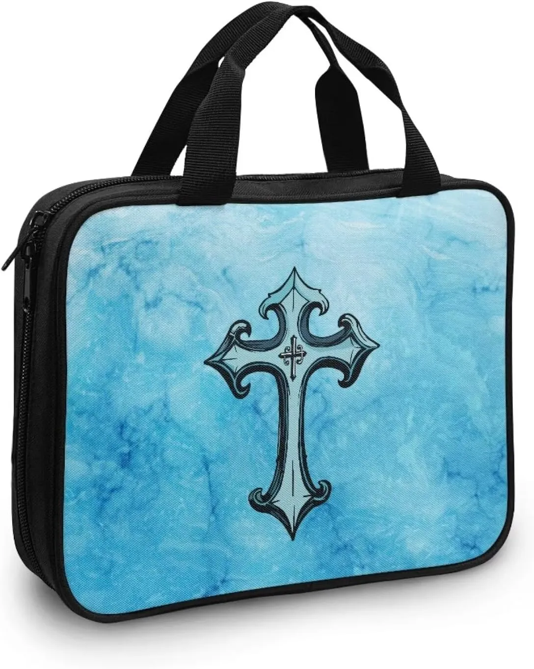 Cross Floral Pattern Bible Cover - Polyester Bible Cover Case for Women - Bible Carrier Small Bible Cover with Handle