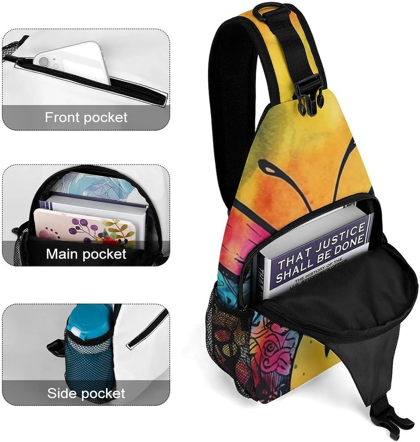 Crossbody Sling Bag Snow Mountain Penguin Backpack Sling Bag Travel Hiking Chest Bag Shoulder Bag Daypack