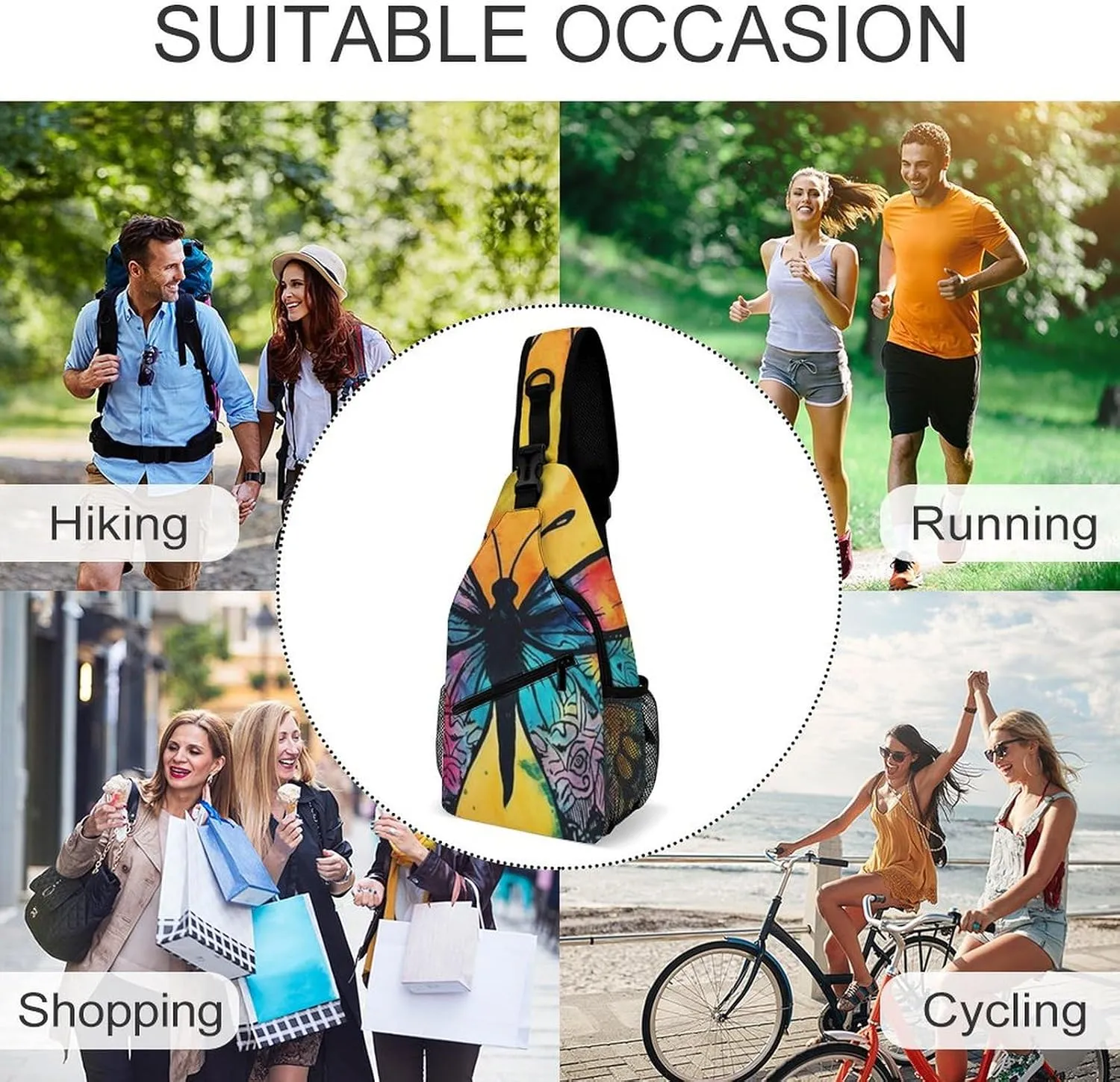 Crossbody Sling Bag Snow Mountain Penguin Backpack Sling Bag Travel Hiking Chest Bag Shoulder Bag Daypack