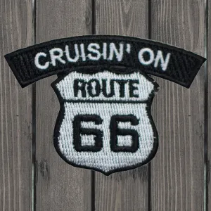 Cruisin' On Route 66 Embroidered Patch — Iron On