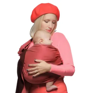 Cuddle'm Ring Sling Baby Carrier - Natural Cotton Front and Hip Baby Wrap Carrier for Infants and Toddlers 8-35 LB - Newborn Wrap Nursing Cover Baby Sling (Sunset Coral)