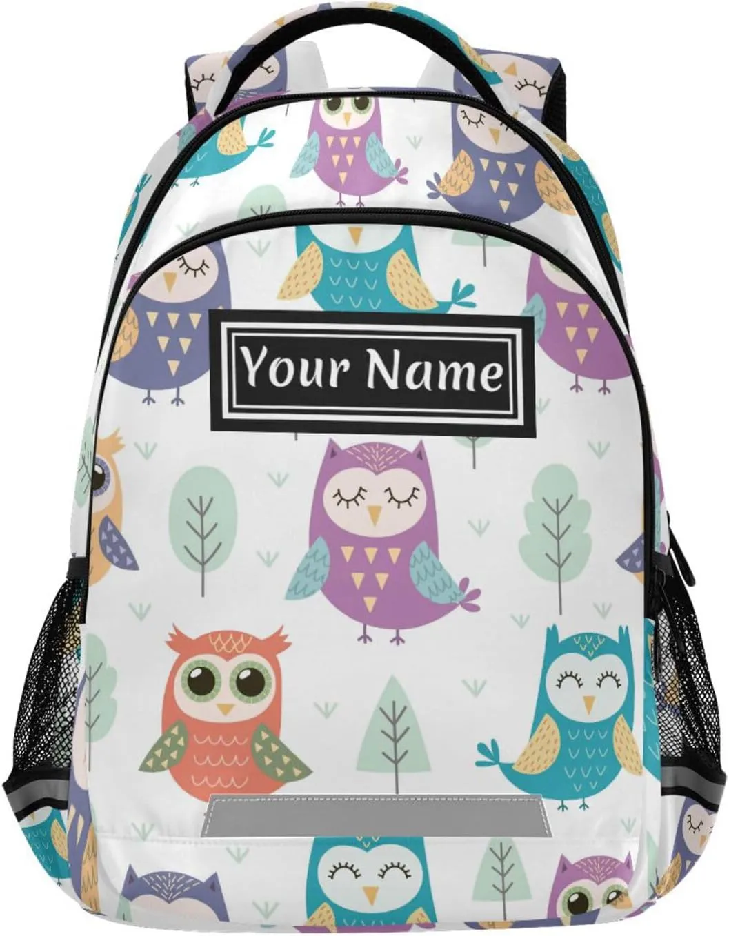 Custom Backpack for Men Women Cute Owls Tree Personalized Name Kids Backpack for Girls Boys Customized Travel Laptop Bag Casual Backpacks
