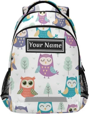 Custom Backpack for Men Women Cute Owls Tree Personalized Name Kids Backpack for Girls Boys Customized Travel Laptop Bag Casual Backpacks
