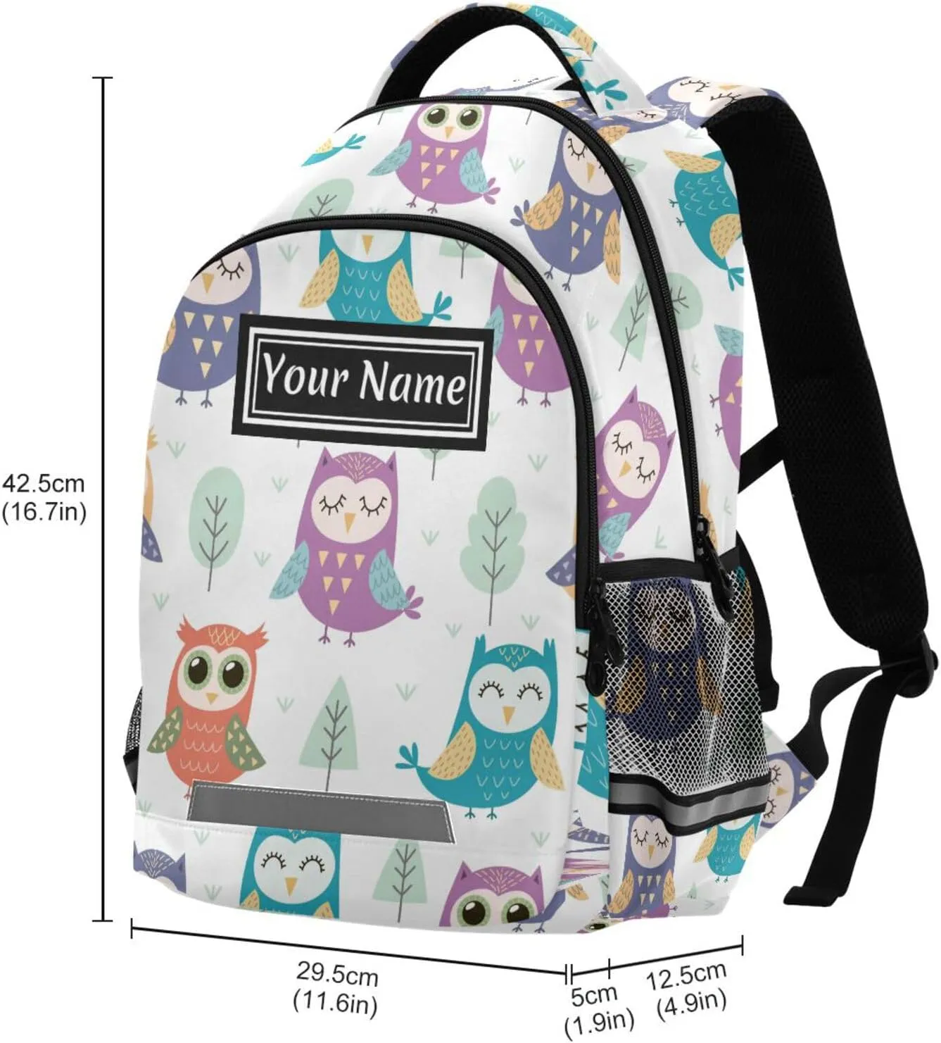Custom Backpack for Men Women Cute Owls Tree Personalized Name Kids Backpack for Girls Boys Customized Travel Laptop Bag Casual Backpacks