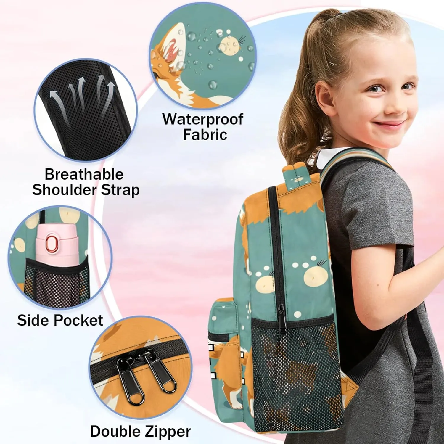 Custom Cute Corgi Dog Backpack with Name Personalized Waterproof Casual Daypack Pet Animal Customize Laptop Backpacks for Women Men